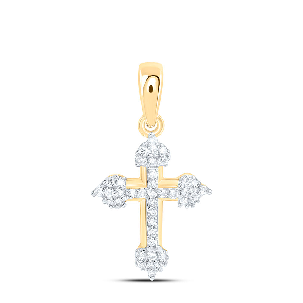 10K Yellow Or White Gold 1/8Ctw Natural Diamond Fashion Cross Pendant
