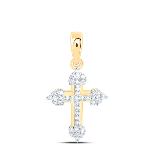 10K Yellow Or White Gold 1/8Ctw Natural Diamond Fashion Cross Pendant