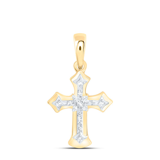 10K Yellow Or White Gold 1/20Ctw Natural Diamond Gift Cross Pendant