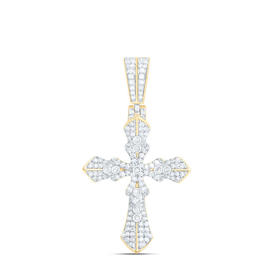 10K Yellow Gold 3/8Ctw Natural Diamond Cross Mens Charm