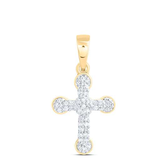 10K Yellow Or White Gold 1/10Ctw Natural Diamond Fashion Cross Pendant