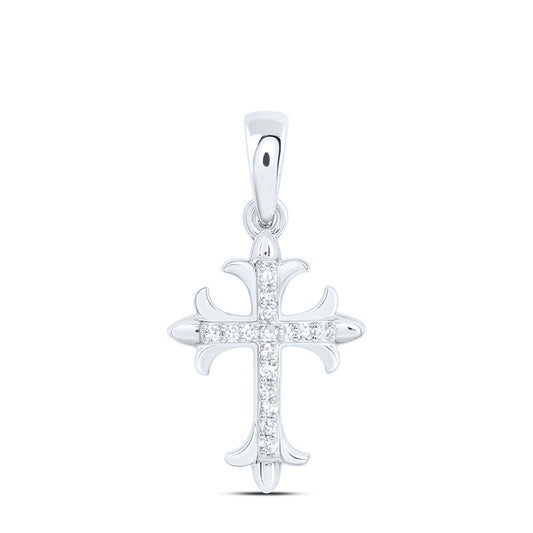 10K Yellow Or White Gold 1/20Ctw Natural Diamond Gift Cross Pendant