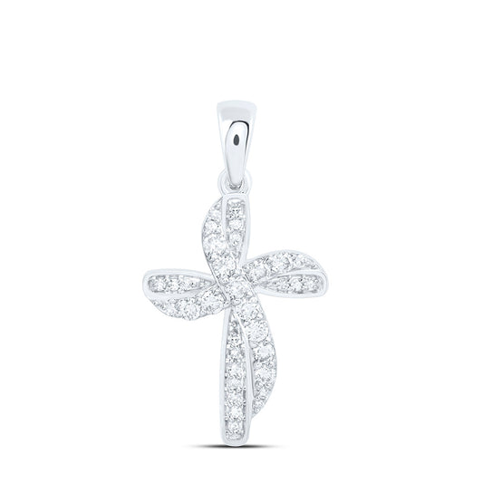 10K Yellow Or White Gold 1/4Ctw Natural Diamond Fashion Cross Pendant