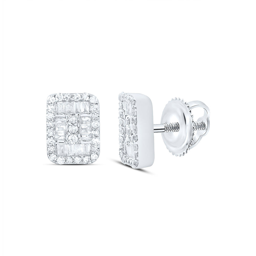 10K Yellow Or White Gold 1/3Ctw Natural Diamond Fashion Emerald Earring