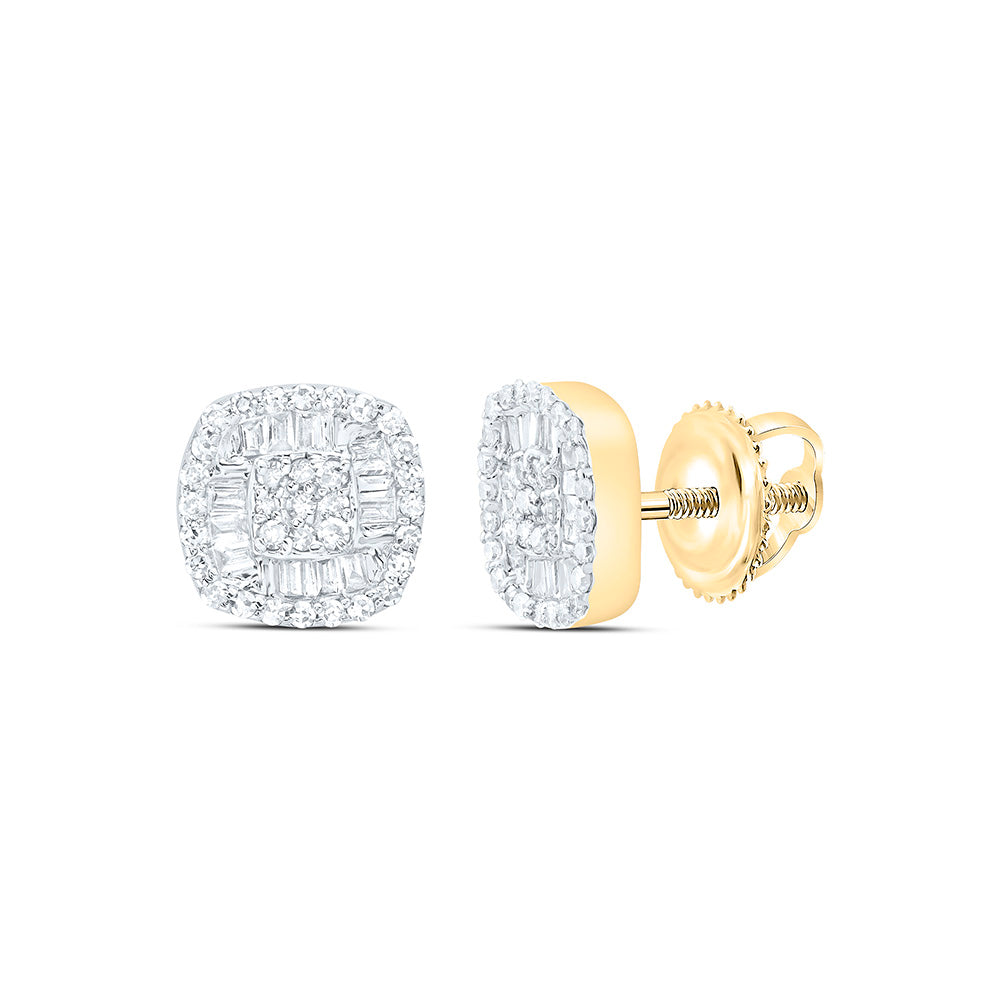 10K Yellow Or White Gold 1/3Ctw Natural Diamond Fashion Cushion Earring