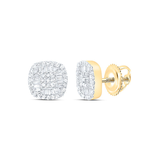10K Yellow Or White Gold 1/3Ctw Natural Diamond Fashion Cushion Earring