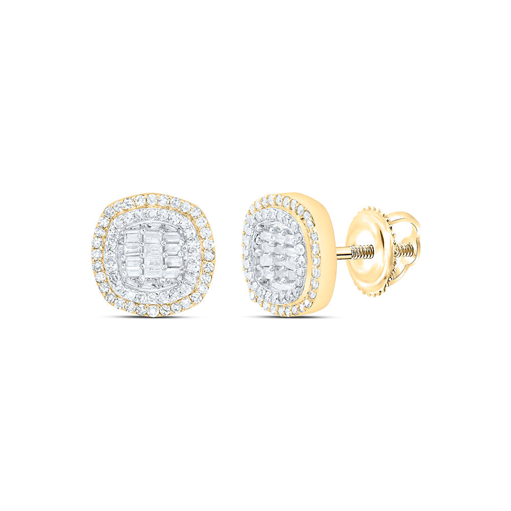 10K Yellow Or White Gold 1/2Ctw Natural Diamond Fashion Cushion Earring