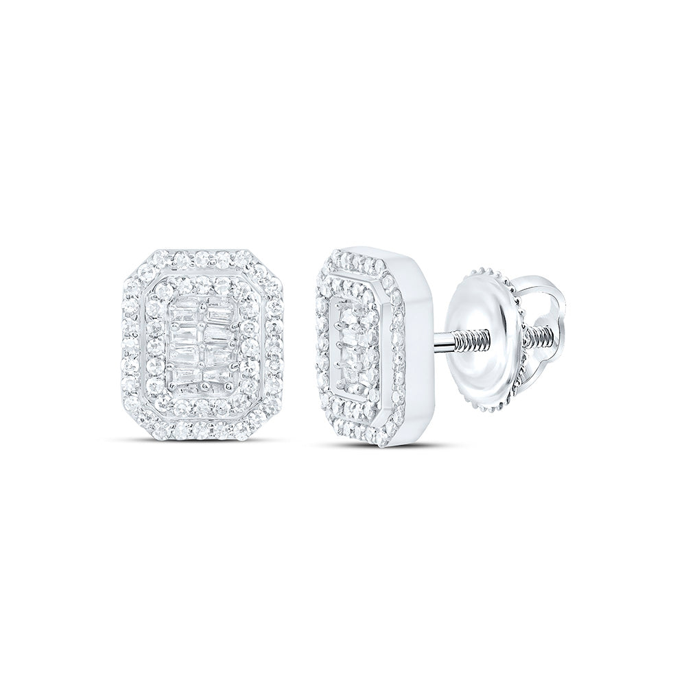 10K Yellow Or White Gold 1/3Ctw Natural Diamond Fashion Emerald Earring