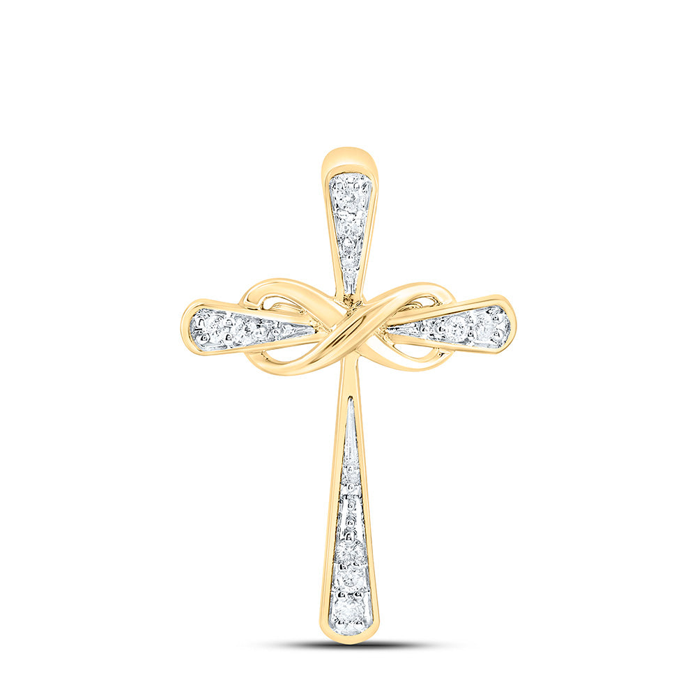 10K Yellow Gold 1/20Ctw Natural Diamond Cn Fashion Cross Pendant