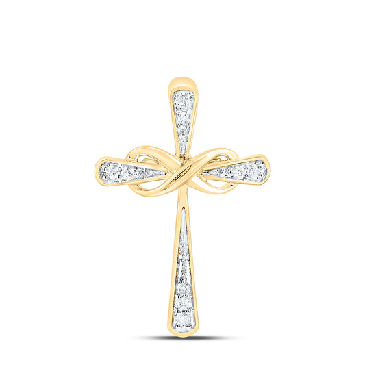 10K Yellow Gold 1/20Ctw Natural Diamond Cn Fashion Cross Pendant