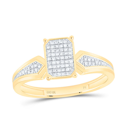 10K Yellow Gold 1/6Ctw Natural Diamond P1 Gift Emerald Ring