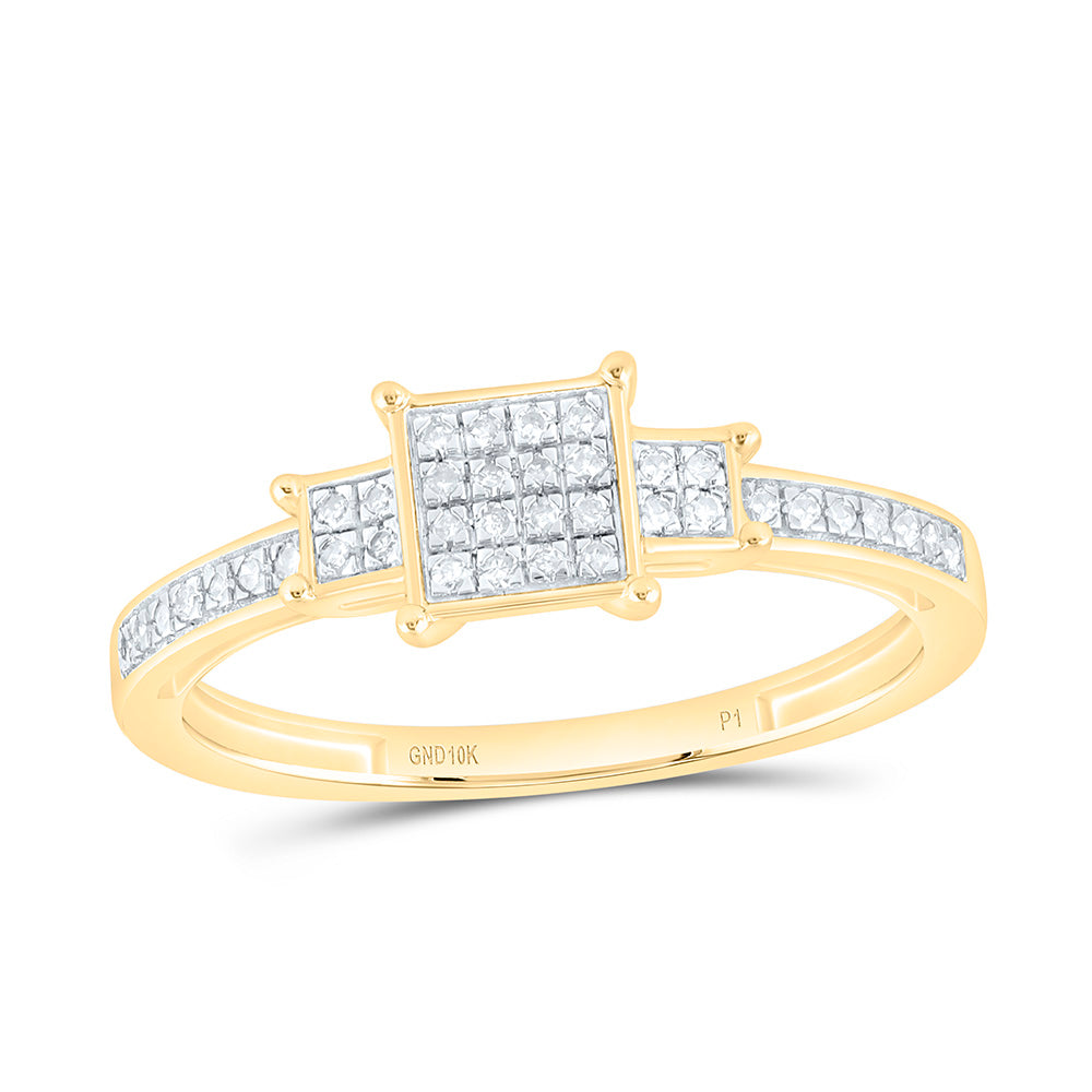 10K Yellow Gold 1/6Ctw Natural Diamond P1 Gift Square Ring