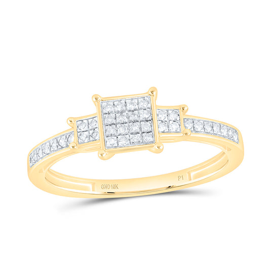 10K Yellow Gold 1/6Ctw Natural Diamond P1 Gift Square Ring
