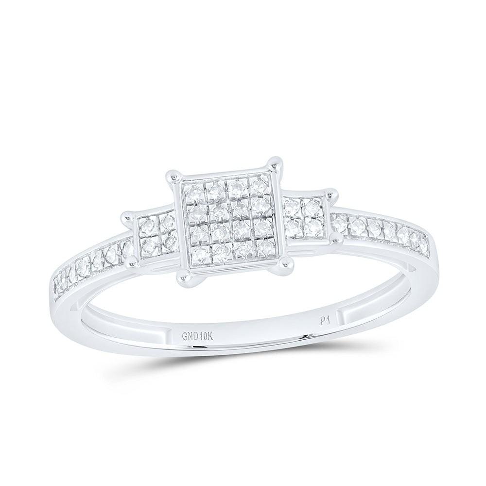 10K Yellow Gold 1/6Ctw Natural Diamond P1 Gift Square Ring