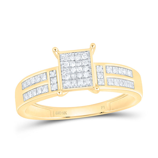 10K Yellow Gold 1/6Ctw Natural Diamond P1 Gift Emerald Ring