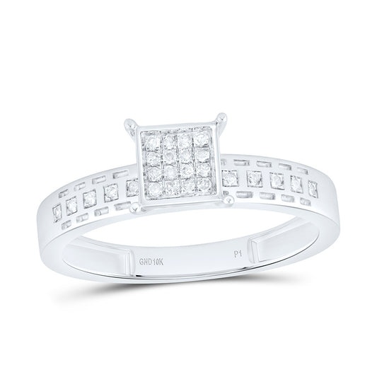 10K Yellow Gold 1/10Ctw Natural Diamond P1 Gift Square Ring