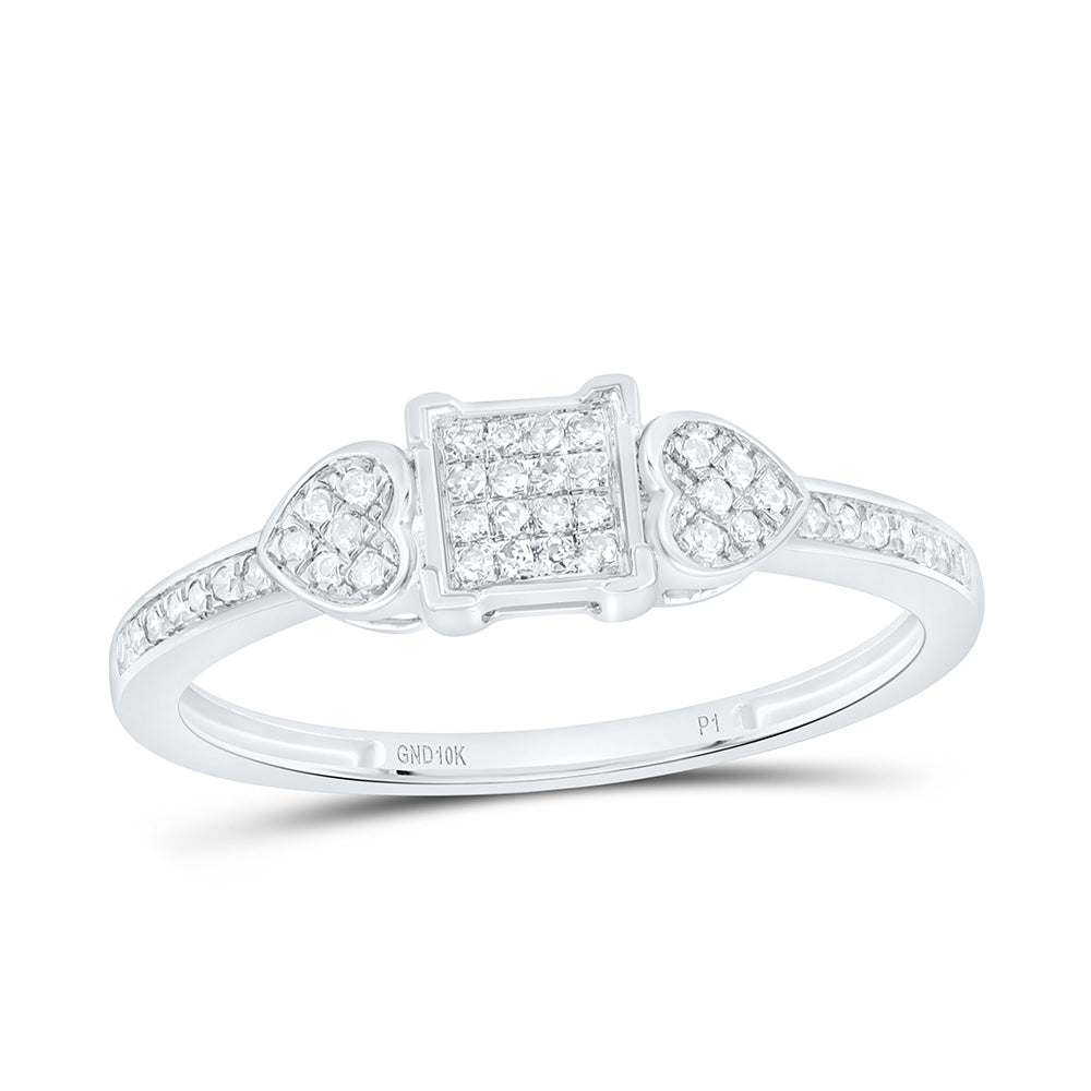 10K Yellow Gold 1/6Ctw Natural Diamond P1 Gift Heart Square Ring