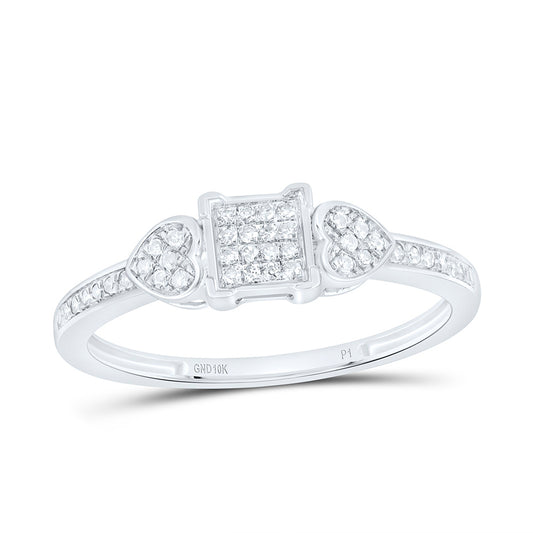 10K Yellow Gold 1/6Ctw Natural Diamond P1 Gift Heart Square Ring