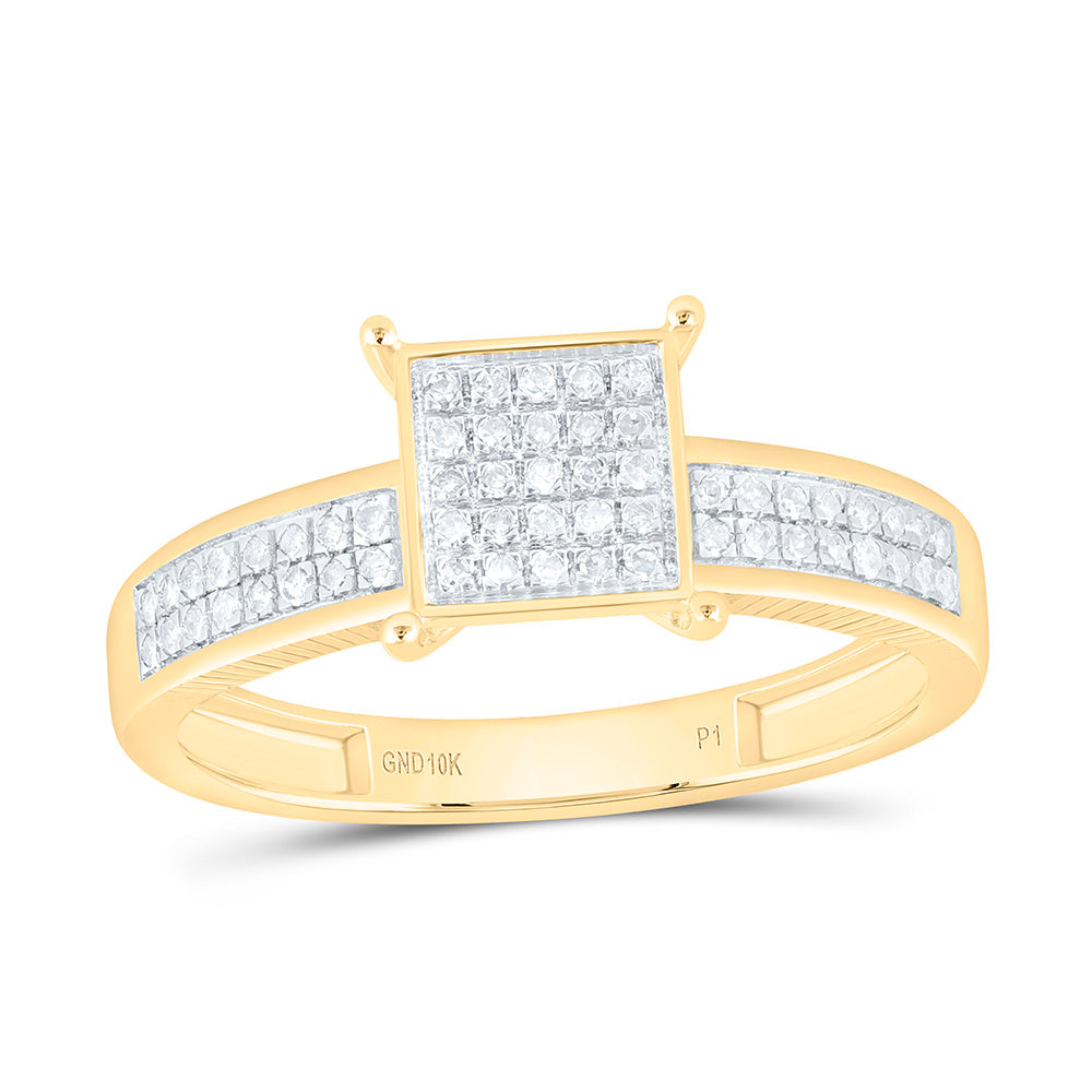 10K Yellow Gold 1/5Ctw Natural Diamond P1 Gift Square Ring
