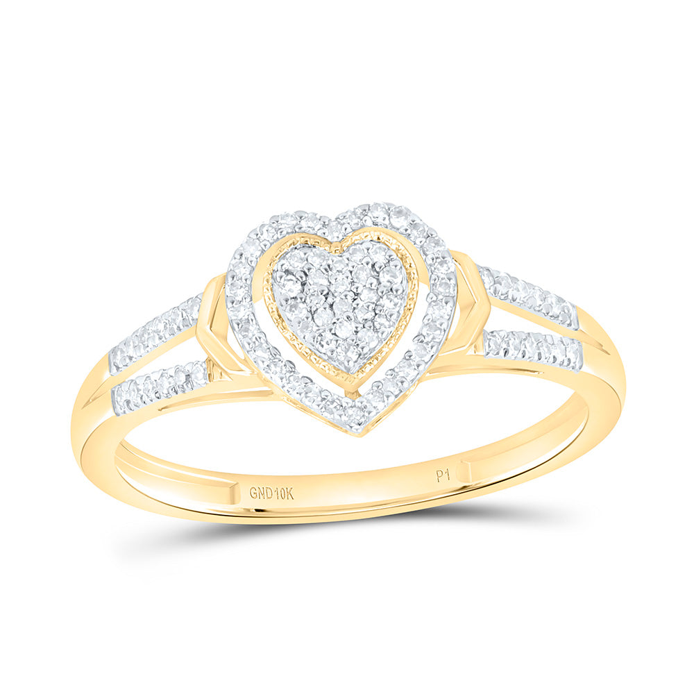 10K Yellow Gold 1/6Ctw Natural Diamond P1 Gift Heart  Ring