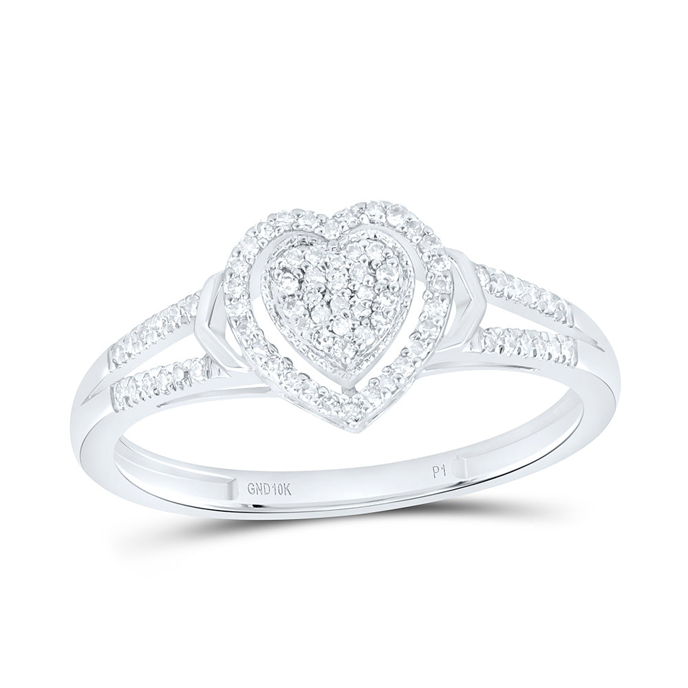 10K Yellow Gold 1/6Ctw Natural Diamond P1 Gift Heart  Ring