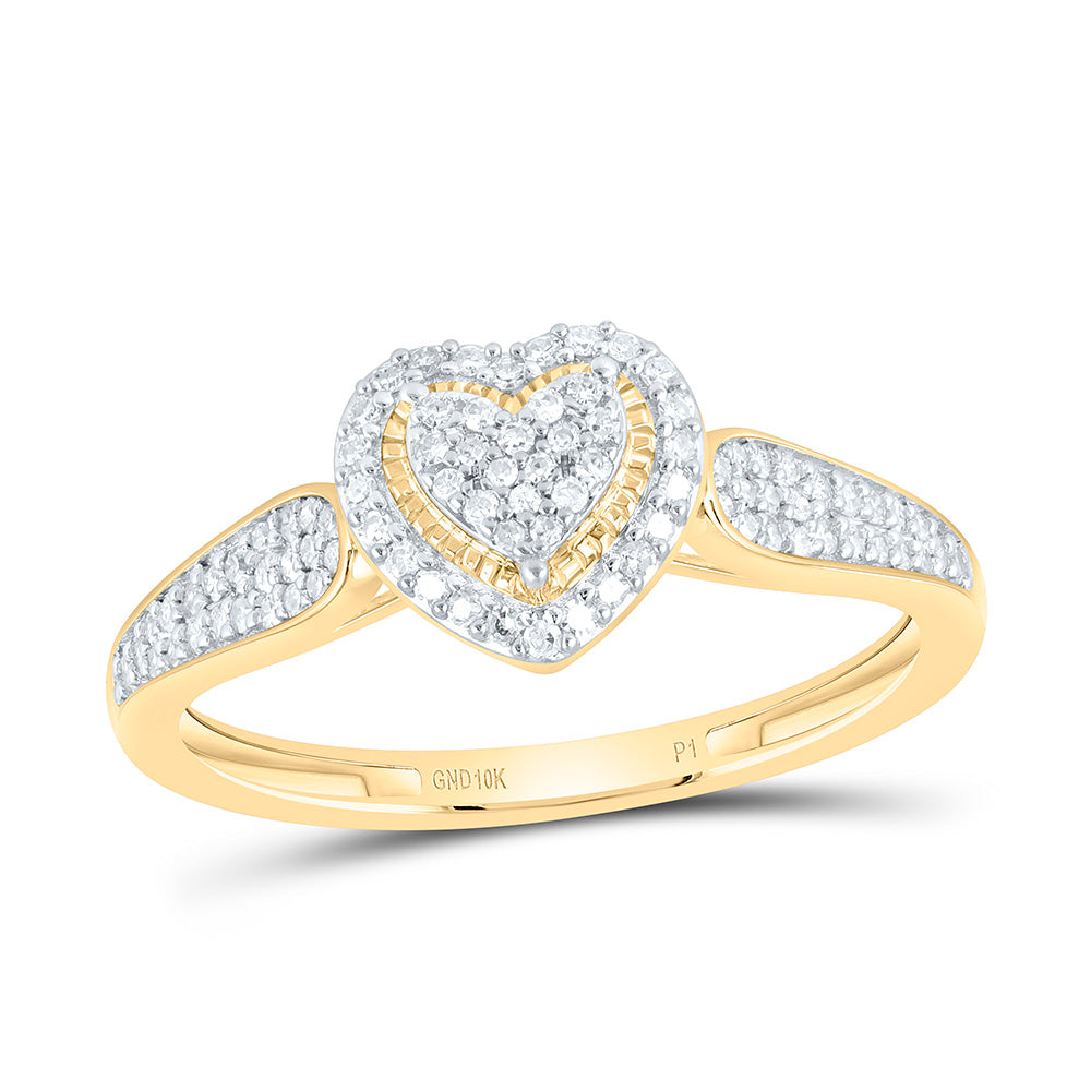 10K Yellow Gold 1/4Ctw Natural Diamond P1 Gift Heart  Ring