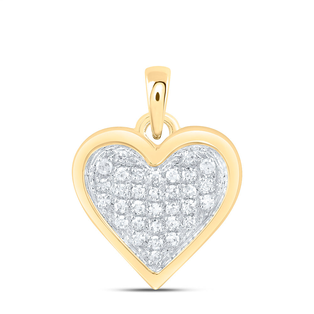 10K Yellow Or White Gold 1/10Ctw Natural Diamond P1 Gift Heart  Pendant
