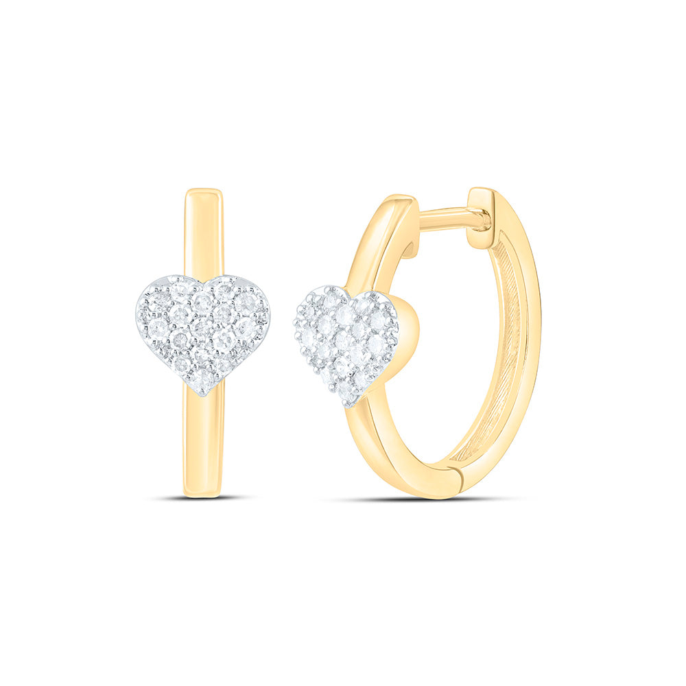 10K Yellow Or White Gold 1/6Ctw Natural Diamond P1 Gift Heart  Hoop Earring
