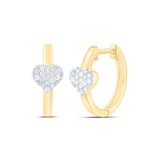 10K Yellow Or White Gold 1/6Ctw Natural Diamond P1 Gift Heart  Hoop Earring