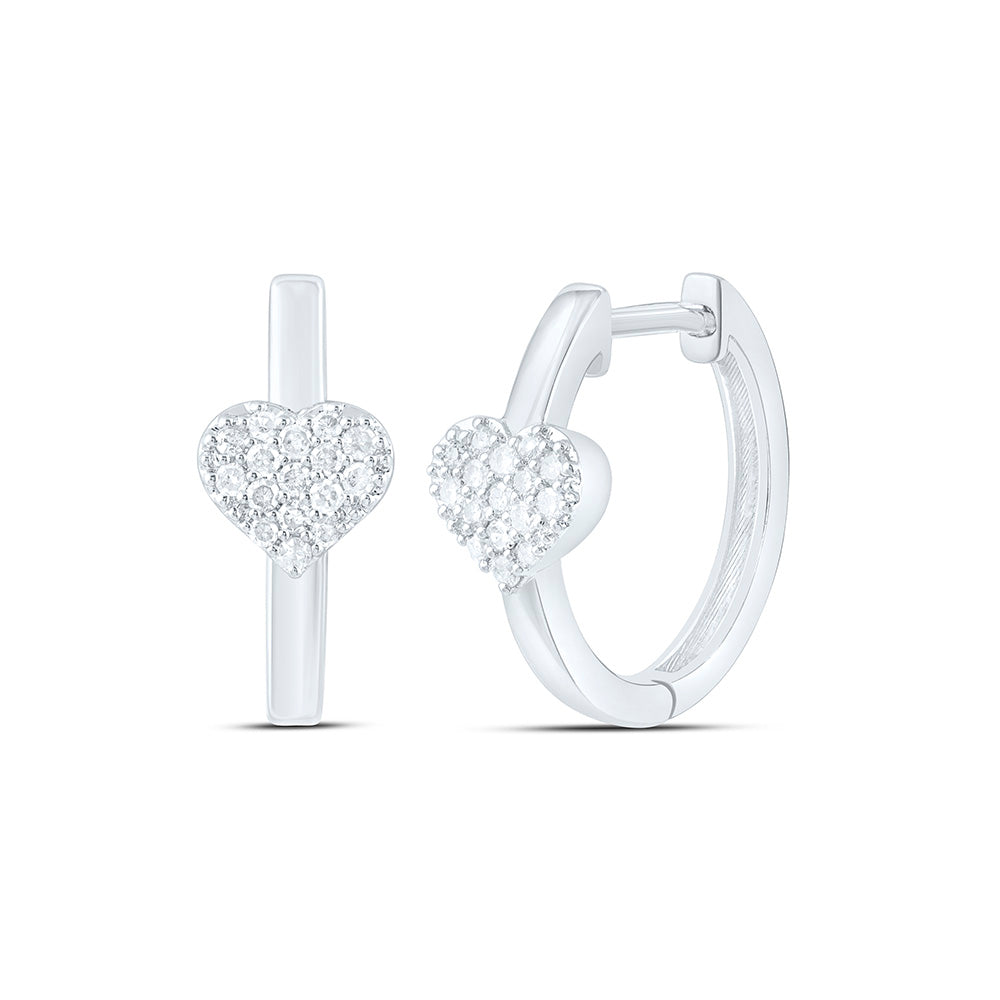 10K Yellow Or White Gold 1/6Ctw Natural Diamond P1 Gift Heart  Hoop Earring