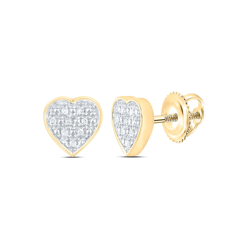 10K Yellow Or White Gold 0.03Ctw Natural Diamond P1 Gift Heart Earring