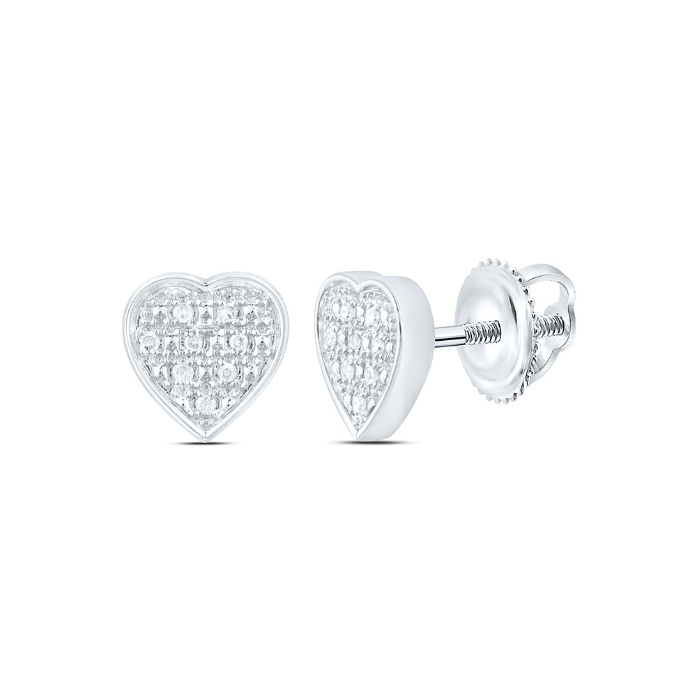 10K Yellow Or White Gold 0.03Ctw Natural Diamond P1 Gift Heart Earring
