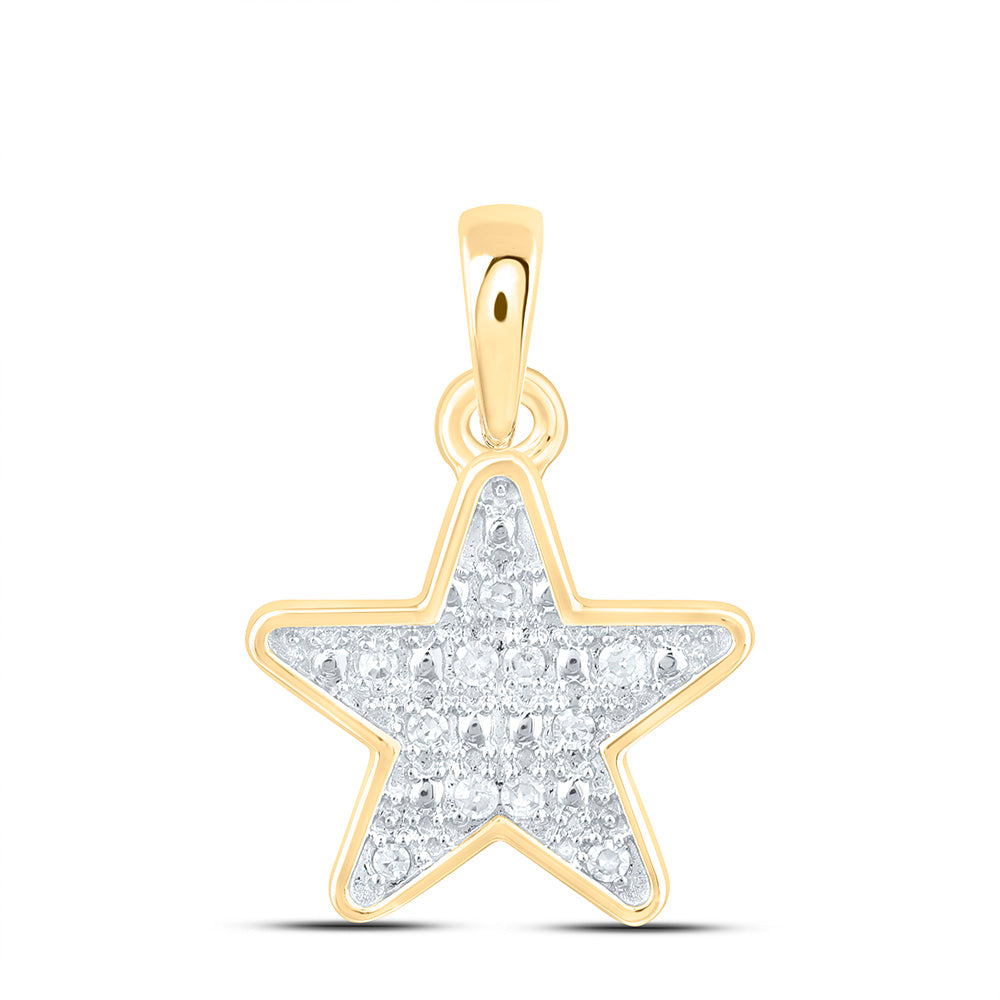 10K Yellow Or White Gold 0.03Ctw Natural Diamond P1 Gift Star Pendant