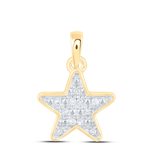10K Yellow Or White Gold 0.03Ctw Natural Diamond P1 Gift Star Pendant