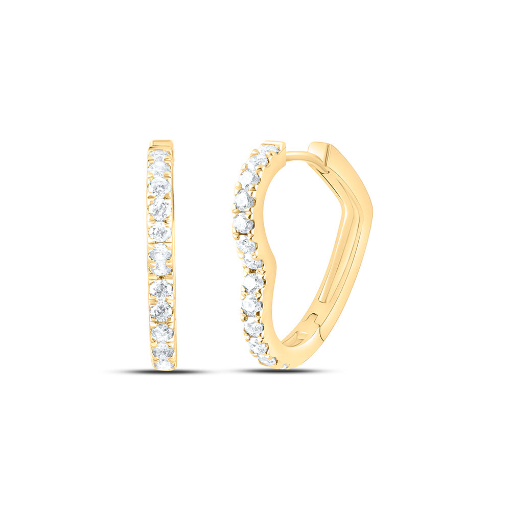 14K Yellow Or White Gold 1/2Ctw Natural Diamond Cn Fashion Heart Hoop Earring