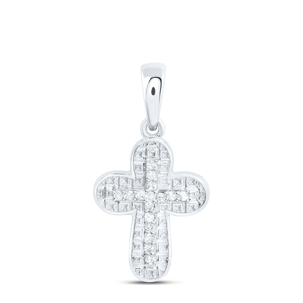 Sterling Silver 1/20Ctw Natural Diamond P1 Gift Cross Pendant