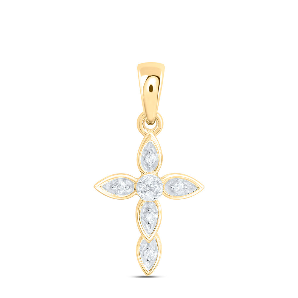 Sterling Silver 1/20Ctw Natural Diamond P1 Gift Cross Pendant