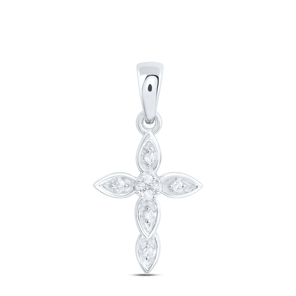 Sterling Silver 1/20Ctw Natural Diamond P1 Gift Cross Pendant