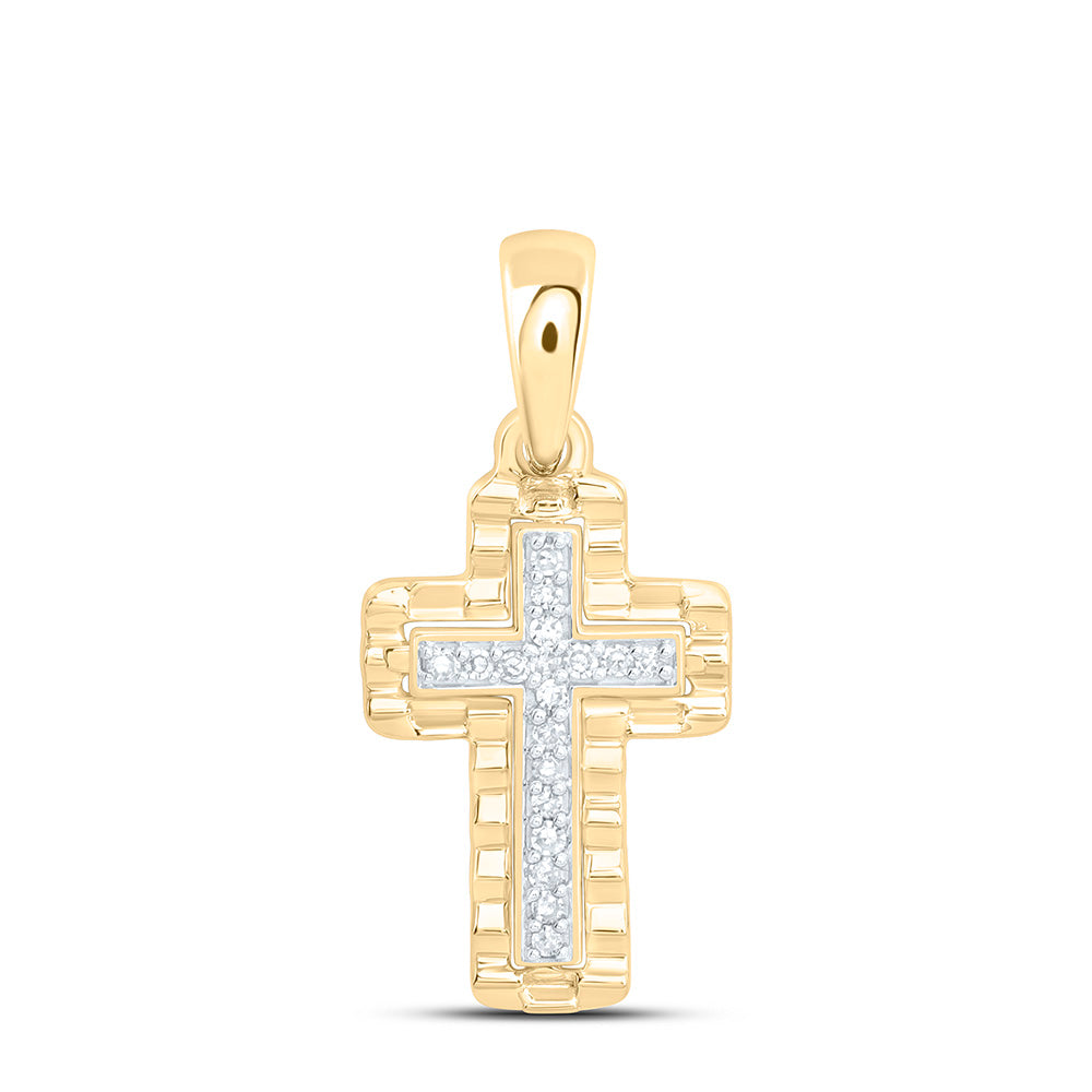 10K Yellow Gold 1/20Ctw Natural Diamond Gift Cross Pendant