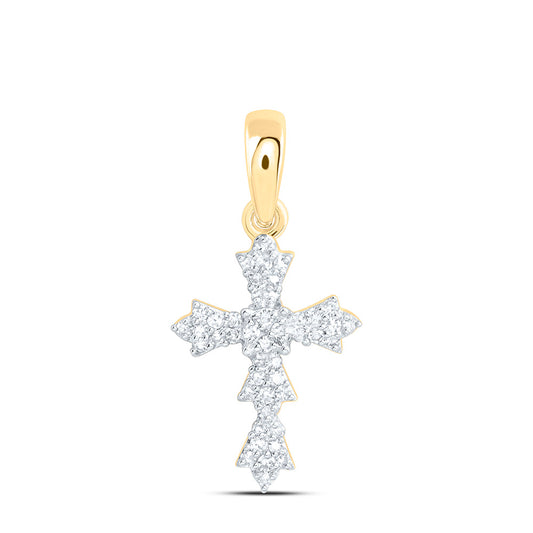 10K Yellow Gold 1/8Ctw Natural Diamond Fashion Cross Pendant