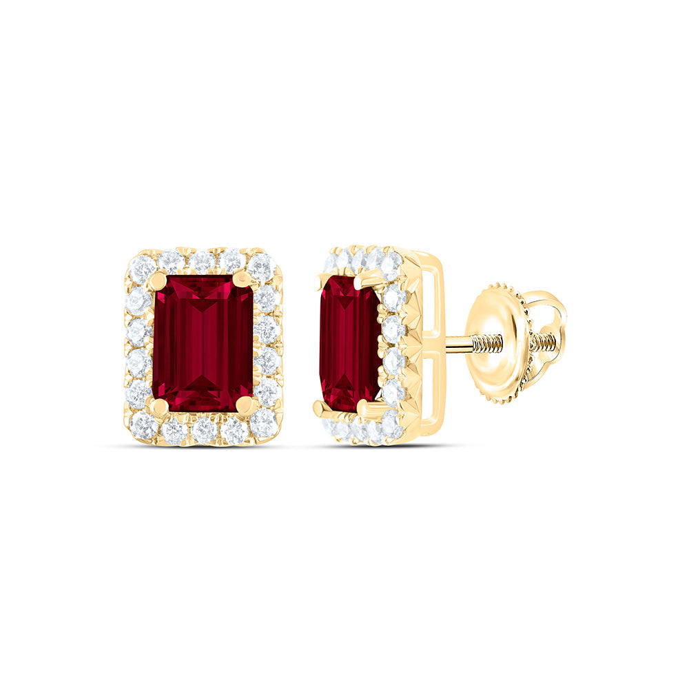 14K Yellow Or White Gold 3/8Ctw Natural Diamond Ana M 7X5Mm Natural Gem Octagon Earring