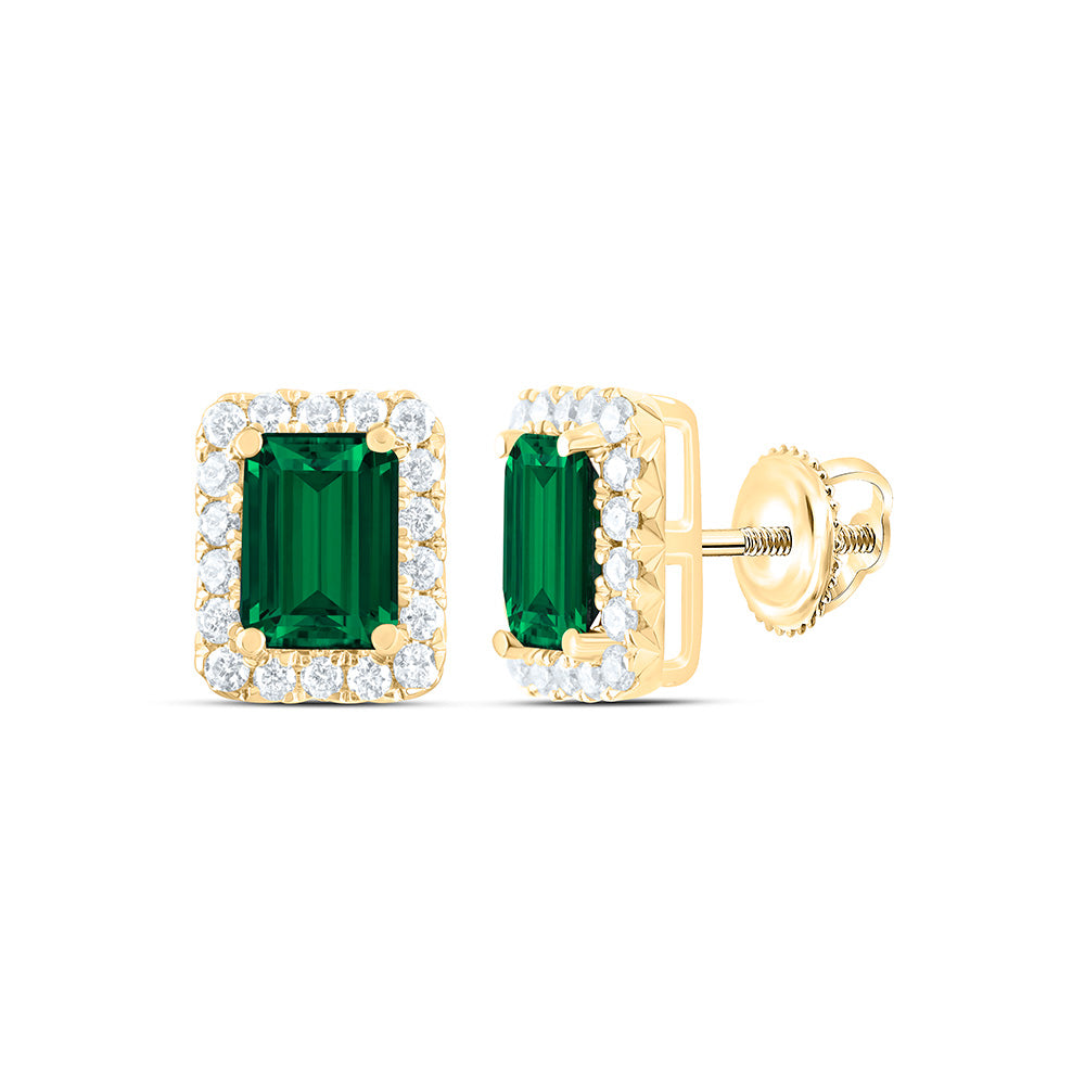 14K Yellow Or White Gold 3/8Ctw Natural Diamond Ana M 7X5Mm Natural Gem Octagon Earring