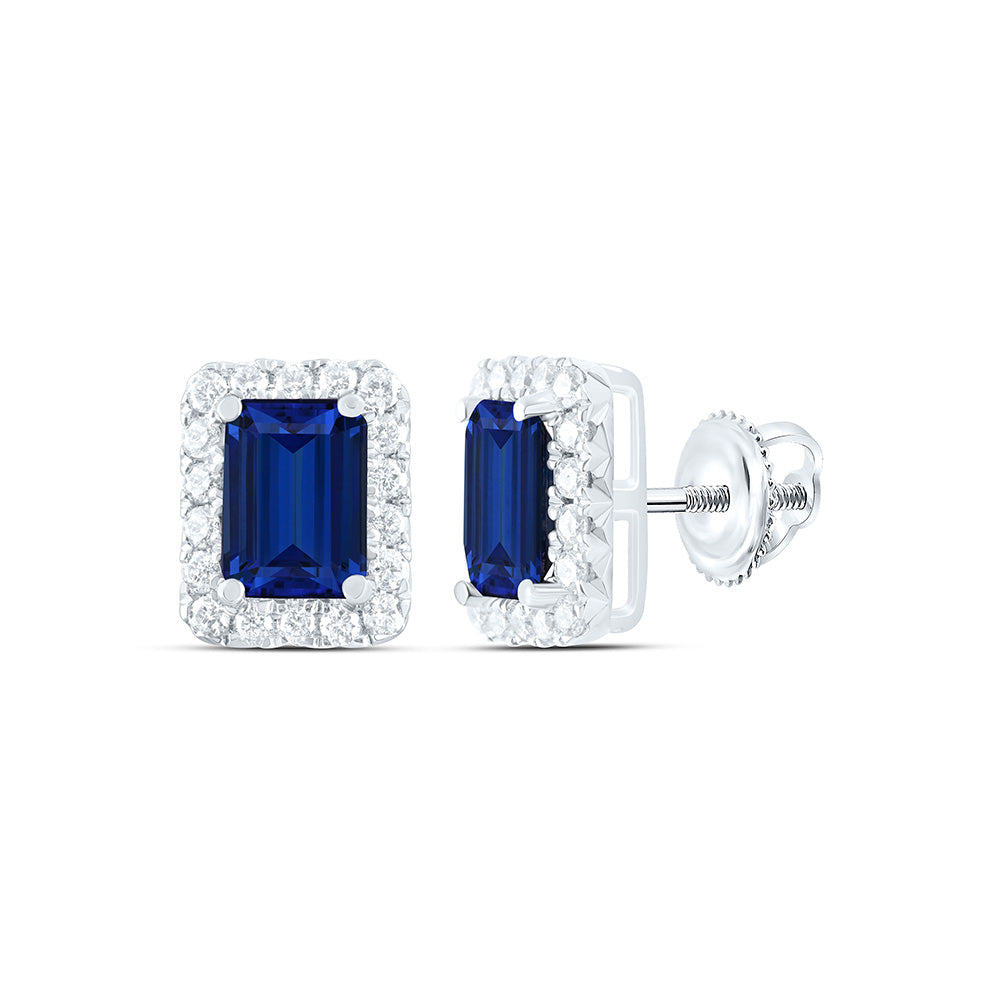 14K Yellow Or White Gold 3/8Ctw Natural Diamond Ana M 7X5Mm Natural Gem Octagon Earring