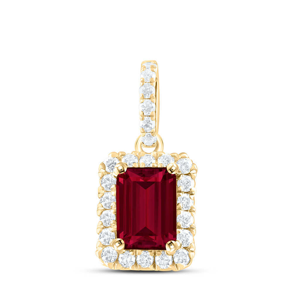 14K Yellow Or White Gold 1/4Ctw Natural Diamond Ana M 7X5Mm Natural Gem Octagon Pendant