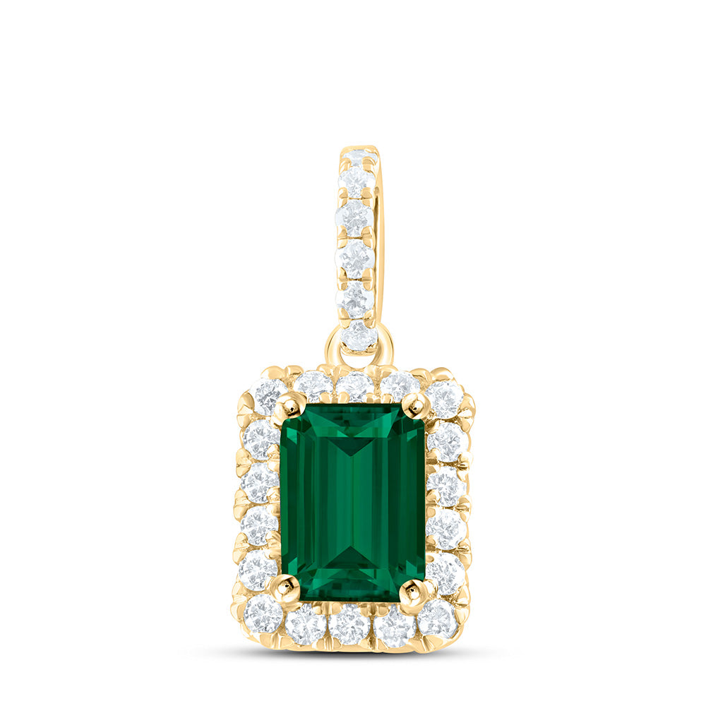 14K Yellow Or White Gold 1/4Ctw Natural Diamond Ana M 7X5Mm Natural Gem Octagon Pendant