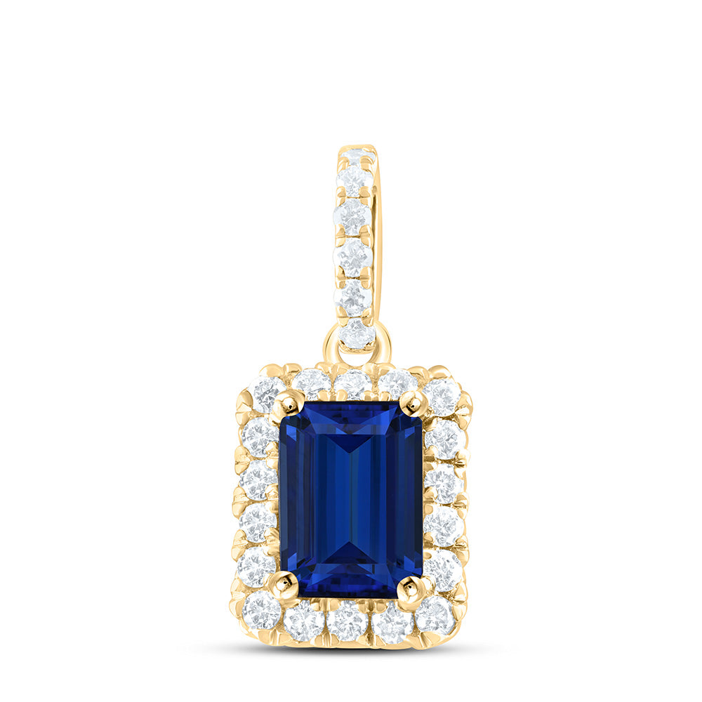 14K Yellow Or White Gold 1/4Ctw Natural Diamond Ana M 7X5Mm Natural Gem Octagon Pendant