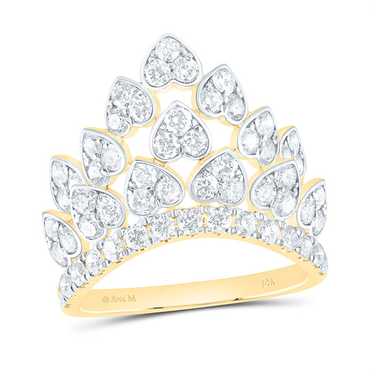 14K Yellow Gold 1 3/4Ctw Natural Diamond Ana M Fashion Heart Ring