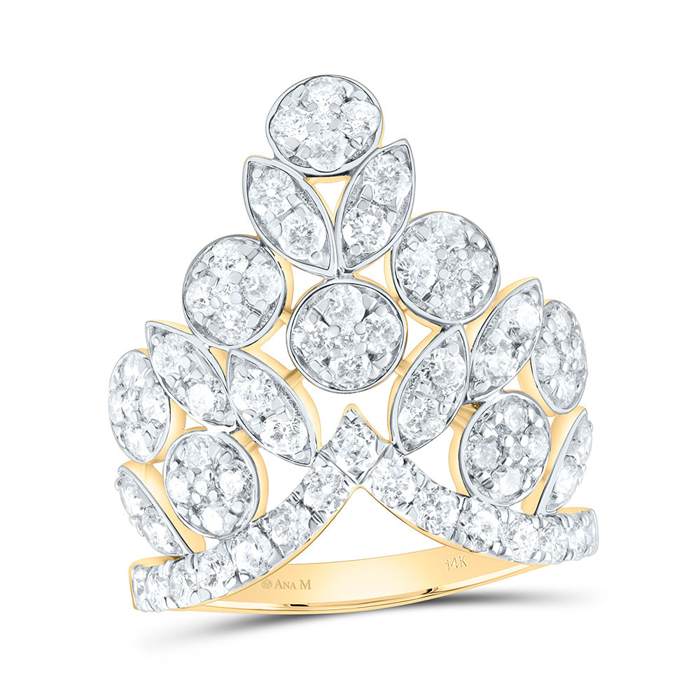 14K Yellow Gold 1 7/8Ctw Natural Diamond Ana M Fashion Ring