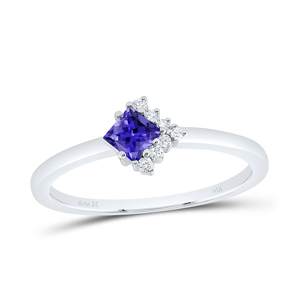 14K Yellow Gold 1/20Ctw Natural Diamond Ana M 3.50Mm Princess Pink Sapphire Natural Gem Ring