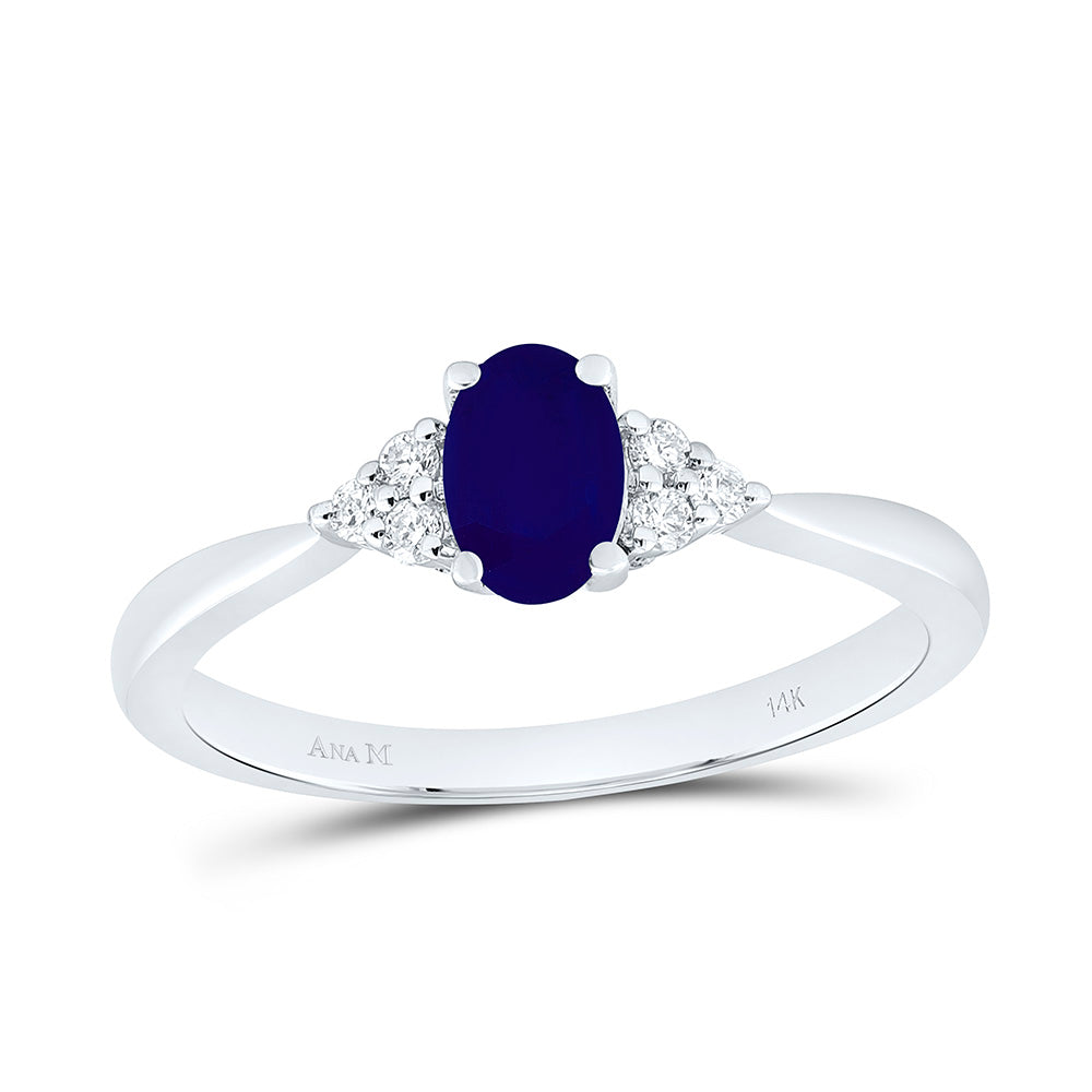 14K Yellow Gold 1/10Ctw Natural Diamond Ana M 6X4Mm Oval Pink Sapphire Natural Gem Oval Ring
